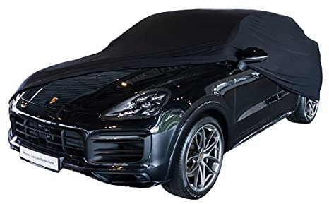 Car-e-Cover Indoor Abdeckplane Auto – SUV Perfect Stretch – 180 g/m² elastisches Jersey – super Soft – Atmungsaktiv – Konturgenau – Staubschutz – Für Garage & Halle (Schwarz/L)