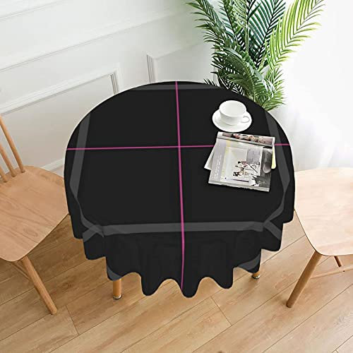 Tischdecke - 60 'runde waschbare Polyester Tischdekoration Tischtuch Pink Ribbon Neon Plaid