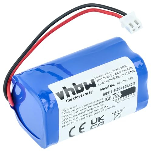 vhbw Akku kompatibel mit Ecovacs W855 | W930, W850, W950, W830S, W836, W830, W830-RD Saugroboter (800 mAh, 14,8 V, Li-Ion)