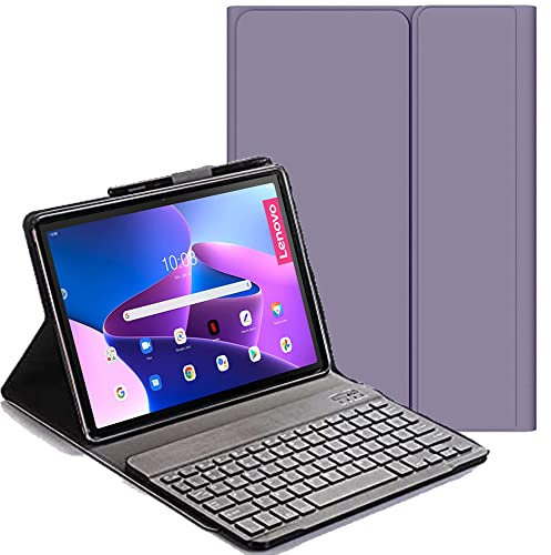YHFZR Funda Teclado Español Ñ para Lenovo Tab M10 Plus 3rd Gen, Español Slim Teclado Keyboard Case con Magnético Desmontable Bluetooth para Lenovo Tab M10 Plus 3rd Gen 10,6'' TB-125FU/128FU, Púrpura