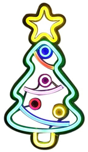 CALLARON Christmas Tree Neon Light LED Christmas Neon Lamp Decorative Christmas Light USB Wall Sign Creative Xmas Tree Night Light for Bedroom Bar Garden Wedding Party 44 x 22 cm
