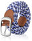 XZQTIVE Stoffgürtel Stretchgürtel Elastik Flechtgürtel Geflochtener Elastischer Dehnbarer Gürtel für Damen und Herren, blau weiß hellblau, 2XL 104cm-114cm(130cm)