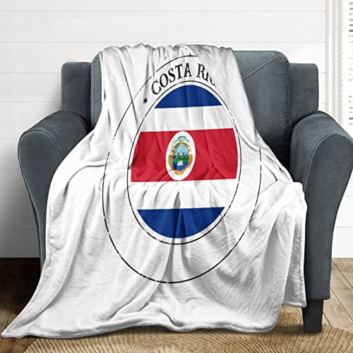 Costa Rica Flagge Costa Rica Seal Überwurfdecke, patriotische Länderflagge, Decken, Costa Rica, weiche, warme Flanelldecke für Sofa, Stuhl, Wohnzimmer, Büro, Reisen, 177,8 x 203,2 cm