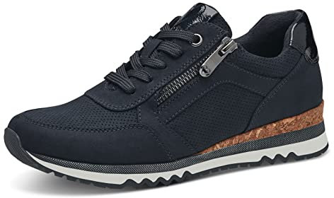 MARCO TOZZI Sneakers Donna Basse con Lacci e Zip, Blu (Dk Navy Comb), 40 EU