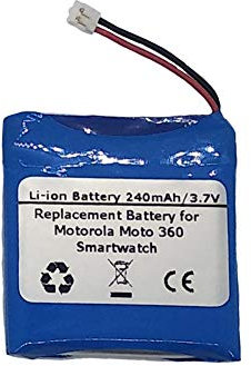 Batterie de rechange pour montre connectée Motorola Moto 360 (2014 1ère génération) 3,7 V 240 mAh Compatible avec Motorola SNN5951A WX30