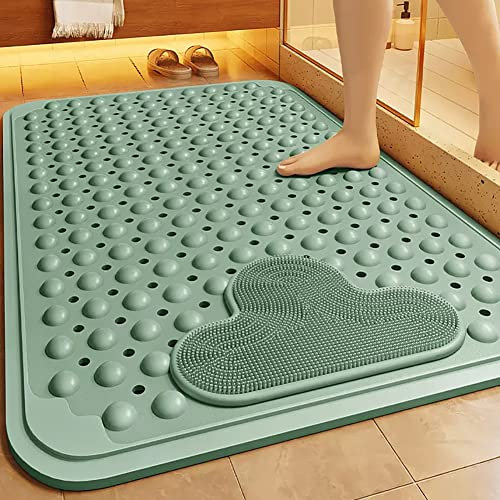 Z·Bling Tappeto Doccia Antiscivolo 40x70cm, Rettangolare Tappetino Doccia Antiscivolo con Ventose e Fori di Drenaggio,Tappetino Vasca Antiscivolo per Doccia e Bagno (Verde)