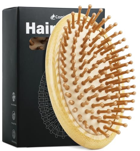 Combetter Brosse à cheveux en bambou naturel (sans manche), massant le cuir chevelu, brosse démêlante pour femmes, hommes et enfants, bois naturel écologique pour tous types de cheveux