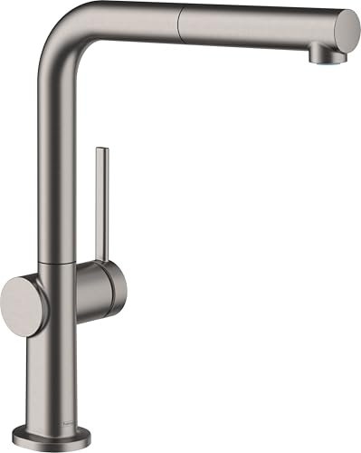 hansgrohe Talis M54 - Küchenarmatur mit Brause ausziehbar, 1 Stahlart, Wasserhahn Küche mit Auslaufhöhe 270 mm, Mischbatterie Küche 360° schwenkbar, Brushed Black Chrome, 72808340