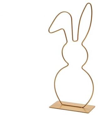 NaDeco Metallring Hase mit Fuß, in vielen Farben und Größen wählbar | Hasen Deko | Tischdeko Ostern | Dekoring | Osterdeko | Bastelring | Frühlings-Dekoration, Farbe:Gold, Größe:Knickohr 29cm