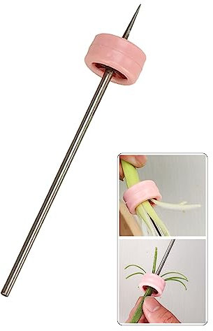 ZLMC Plum Blossom Scallion Silk Knife Stainless Steel Onion Cutter Graters Shred Silk Knife Vegetable Chopper Slicer Kitchen Tools(Pink)