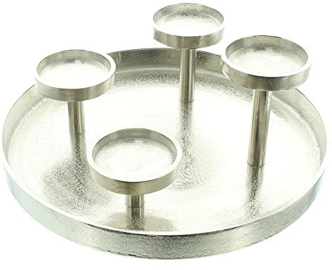 Kerzenhalter Tablett, Aluminiumguss Maße: Ø 32 x 12 cm, passend für Kerzen Ø 6 cm, ohne Kerzen