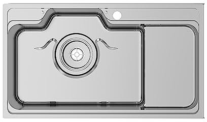 Fregadero de cocina, lavaplatos de un solo fregadero de acero inoxidable 304 de 31,5 pulgadas, fregadero escalonado grueso cepillado plateado, grifo extraíble