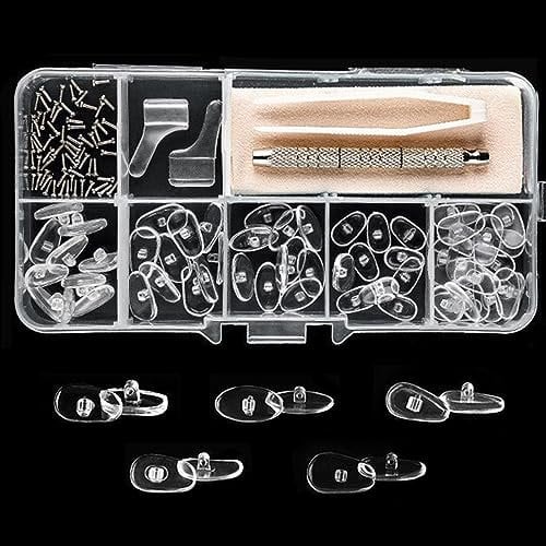 Spectacle Repair Kit,Eyeglass Repair Kit 35 Pairs Glasses Nose Pads,50 Pcs Screws,Anti Slip Glasses Grips, Screwdriver Tweezers Cleaning Cloth,for Most Eyeglasses(Clear)