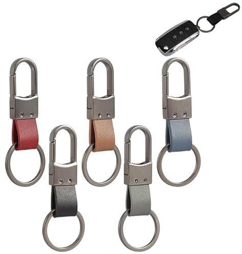 BASTOUR 5 Stück Schlüsselanhänger aus Leder mit Ringen, Leder Schlüsselanhänger,Auto Geschenk Schlüsselband Schlüsselbund, Schlüsselbund Set, Schlüsselband Key Chain Short, Damen Herren | Geschenk