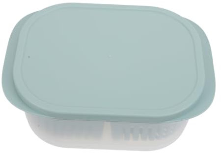 ABOOFAN Fruit Preservation Box and Vegetable Storage Drain Container, Oblong Food Holder Airtight Seal, Plastic in Light Tea Green for Home Kitchen Refrigerator Organization