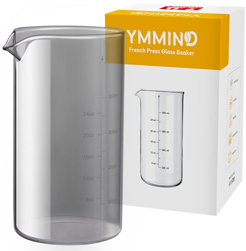 Standard Universal Design 34 oz French Press Replacement Glass Beaker, Fits Most Brands French Press Coffee Makers (1Quart / 1000ml / 5-6 Cup) Coffee Press Borosilicate Glass Water Bottle (Grey)