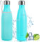 Borraccia Termica in Acciaio Inox 500ml, Borraccia Sportiva Thermos Isolamento Sottovuoto a Doppia Parete per 24 Ore Fredde & 12 Calde, Senza BPA Borracce, per Sport, Campeggio, Yoga, Palestra (Blu)