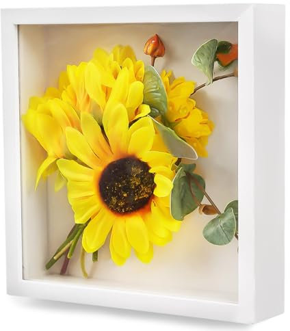 Tiefer Bilderrahmen zum Befüllen 20 x 20 cm, Weiß Bilderrahmen Befüllbar, 3D Bilderrahmen suvenirs 3 cm, Objektrahmen Geschenk für Fotos Collage Brautstrauß Wandbehang (Weiß, 20 * 20)