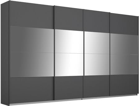 LIVIN Synchron-Schwebetürenschrank - Grau Metallic - 316 x 230 cm - 4 Türen - mit Spiegel