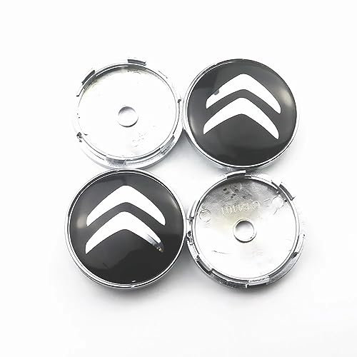 IVYARD Pack of 4 Hub Caps für Citroen C4 C1 C5 C3 C6 C5 C8 DS C-Elysee VTS Xantia 60mm, Car Wheel Centre Caps Alloy Wheel Rim Caps Hub Cap für Wheel Caps, Car Decoration Badge Accessories,A/Black