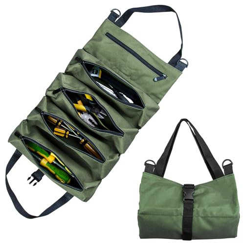 Sertay Bolsa Herramientas Enrollable, Bolsa Multiusos Herramientas, Bolsa Herramientas Portátil Estuche, Bolsa Herramientas Portátil Estuche, Puede Acomodar Llaves Inglesas, Destornilladores (Verde)
