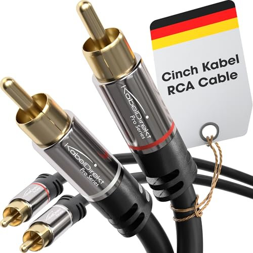 KabelDirekt – 2x Cable RCA 3 m, cable de audio estéreo 2 x 2 Cinch especialmente resistente y con una calidad de sonido brillante (coaxial, HiFi y Home Cinema, analógico y digital)