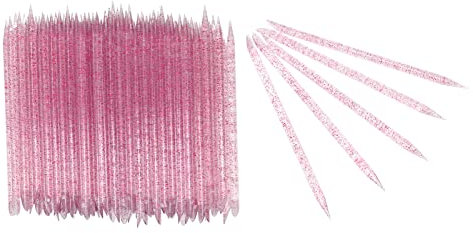 100 empujadores desechables para cutículas de uñas, palillos de uñas de doble extremo, palillos de manicura y pedicura, palillos para cutículas, puntas de uñas para uñas (Rojo púrpura)
