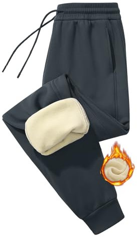 PASUDA Pantaloni Tuta Donna Invernali in Pile Foderati Pantaloni Jogging Donna Sherpa Caldi Casual Pantaloni Elastico Vita Alta Pantaloni Sportivi da Jogger con Coulisse e Tasche (Grigio Scuro, L)
