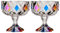 bainuote Eisbecher Glas Set Dessertschale auf Fuß 2er Eisschalen Dessertschalen Blei Frei Eisschale Glas Ice Cream Cups 280ml Eis Gläser Glasschalen Dessertgläser, Vintage-Bunt, Spülmaschinenfest