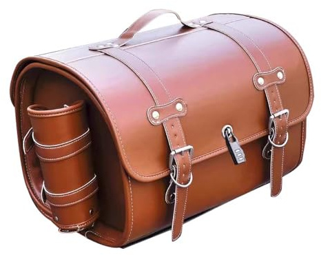 JDUYHS Motorrad Hecktasche für BMW Motorrad 1600 Grand America, Motorrad Topcase Große Kapazität Topcase für Roller Motorrad Werkzeugtasche Leder wasserdichte Packtaschen,A Brown