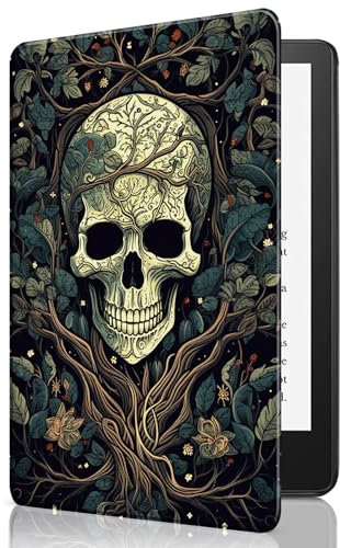 for Kindle 10th Gen 2019 Released Case, Slim Lightweight Smart Cover Case with Auto-Wake/Sleep for Kindle 2019,Skull in Vine