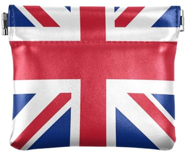 Kleine Geldbörse aus PU-Leder, Motiv: England, britische Flagge, Quetsch-Münztasche mit Schnappverschluss, Union Jack-Design, Mini-Geldbörse, Kleingeldtasche für Münzen, Karten und wichtige Dinge,
