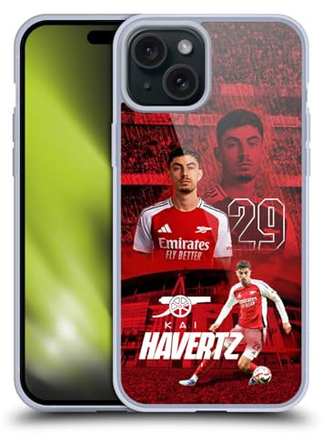 Head Case Designs Offizielle Arsenal FC Kai Havertz 2024/25 Erstes Team Gelhülle [Militärischer Schutzgrad] Kompatibel Mit Apple iPhone 15 Plus Und Kompatibel Mit MagSafe