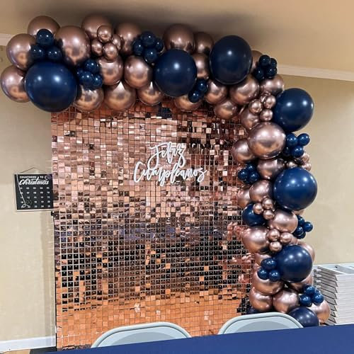 Kate Square Sequin Shimmer Wall Backdrop Panneau de décorations pour bébé Nouveau-né,Mariage,Anniversaire,fiançailles et enterrements de Vie de Jeune Fille 24PCS Or Rose