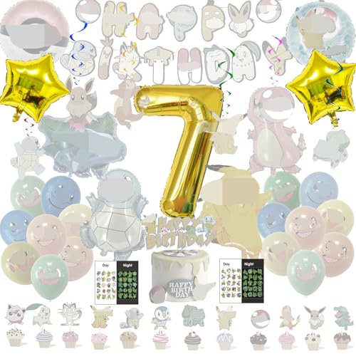 Kinder Geburtstag Party Set, 7 Jahre Kinder Geburtstagsdeko, Tortendeko Cake Topper Set, Kindergeburtstag Deko, Birthday Decorations Set