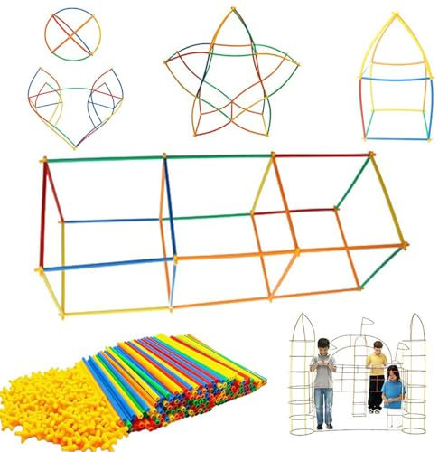 Boosns Konstruktionsspielzeug Baustäbe Set, 200/400 Teile, Mehrfarbige Steckverbinder, Kreatives STEM Lernspielzeug ab 3 Jahre (400)