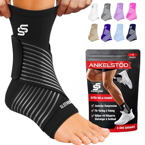 Sleeve Stars Ankle Brace for Women & Men, Ankle Wrap for Sprained Ankle, Compression Sleeve for Plantar Fasciitis Relief, Easy Customizable Support: w/Removable Strap (Single/L:12-13/Black) | Plantar Fasciitis, Adjustable Strap, Sprained Wrap, Customizable Foot Support, Achilles Tendonitis Relief, Compression Sleeve