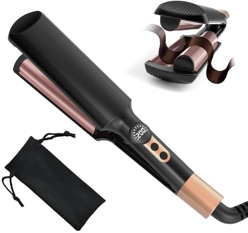 UKLISS Mini plancha ondulada para el cabello, ondulador de pelo de sirena para ondulaciones, tamaño de viaje, rizador de ondas de playa (120 – 200 ℃), rizador de pelo portátil, rizador de pelo