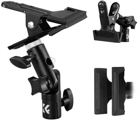 K&F Concept Heavy Duty Metall Reflektor Klammer E-Typ Reflektor Halterung Fotografie,180° & 360° Verstellung Reflektorhalter für Reflektor, Blitz Hintergrund, 1/4-3/8 Schraubadapter