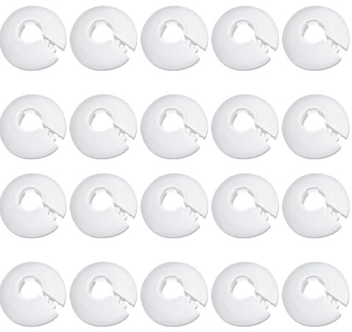 20 PCS Radiator Pipe Covers, Plastic Radiator Pipe Covers White Pipe Collars, Pipe Decoration Cover, White Radiator Pipe Collars, Water Pipe Covers Fit for 16 mm Diameter Pipe