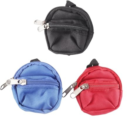 Enwye 3-teiliges Mini-Rucksack-Schlüsselanhänger-Set – EIN Kleiner Rucksack Für Puppen, Eine Vielseitige Reißverschlusstasche Für Kreatives Spielen (blau, Rot, Schwarz)