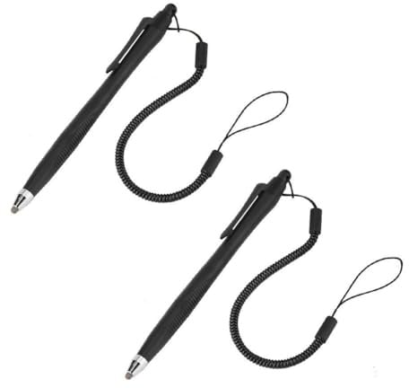 Stylus Pens for Touch Screens, 2Pcs Pad Universal Touch Screen Stylus Input Pen Writing Drawing Pens, With Spring Cord, for Mobile Phone, Tablet and PC (Black)