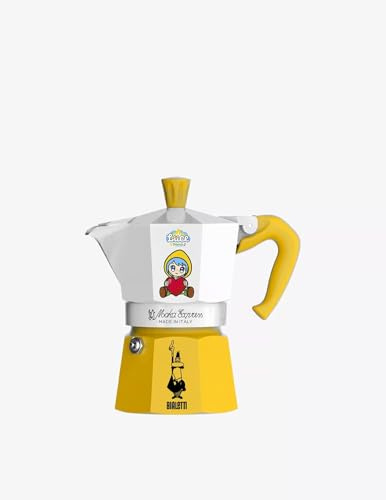 Bialetti Moka Express Iconic Italian Stovetop Espresso Maker (bianco/giallo, 3 tazze)