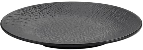 Fituenly Melamine Plate Black Soup Plate Dinner Plate Steak Plate Round Dinnerware Plate Serving Dish Dessert Salad Plate Break-resistant