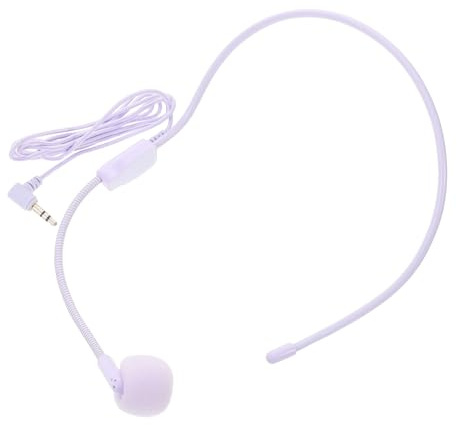 Lavendelfarbener Kabelgebundener Mikrofonverstärker als Headset Mikrofon | Hohe Empfindlichkeit, Ergonomische Ohrbügelkonstruktion, Kunststoff und Metall, Stabile Verbindung