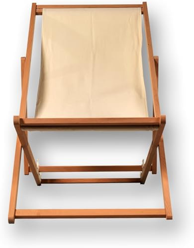 SG SiestaGarden Sdraio Pieghevole in Legno di Faggio, Sedia da Esterno 100% Cotone Fino a 120 kg, Sdraio da Giardino Spiaggia Mare Balcone Terrazzo Schienale Reclinabile 3 Posizioni (Traspirante)
