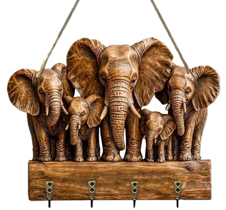 Générique Porte-Clés Murale | Décor D'intérieur Mignon Et Gain De Place,Crochets Serviettes Éléphant Organisateur De Clés | Pour Cadeau De Maison Noël Vêtements Veste Sac Parapluie Cuisine Entrée