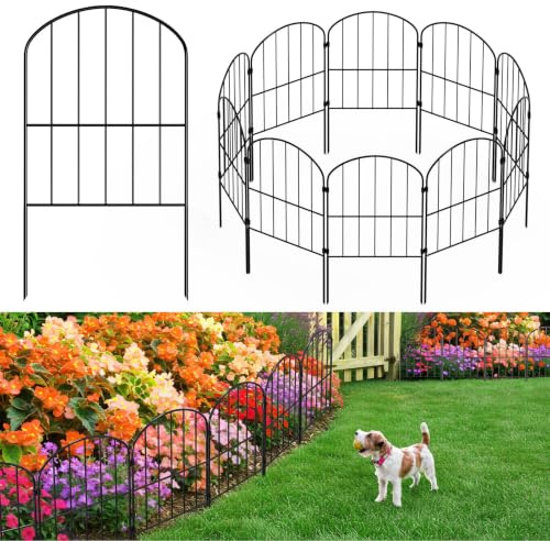 Garden Fence 25 Panels, Animal Barrier Fencing,Rustproof Metal Fence Panels | No Dig Picket Fence, Decorative Fences Borders Edging for dog Rabbit Yard Patio Flower Bed, Total 27ft (L) x 24in (H)