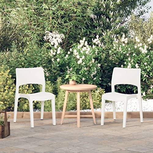 Ziaphsol Gartenstühle 2er-Set Weiß, Polypropylen, stapelbar, witterungsbeständig, 50x51x82cm, für Balkon, Terrasse & Garten, Moderne Outdoor Stühle