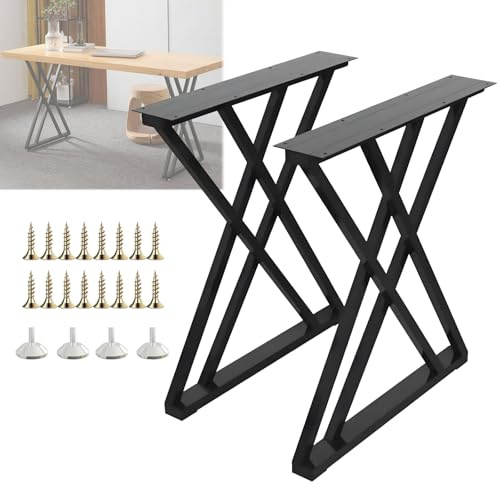 Lot de 2 pieds de table de salle à manger en métal, niveaux de protection réglables et robustes, hauteur de 71,1 cm, pour tables basses, salle à manger et bureau